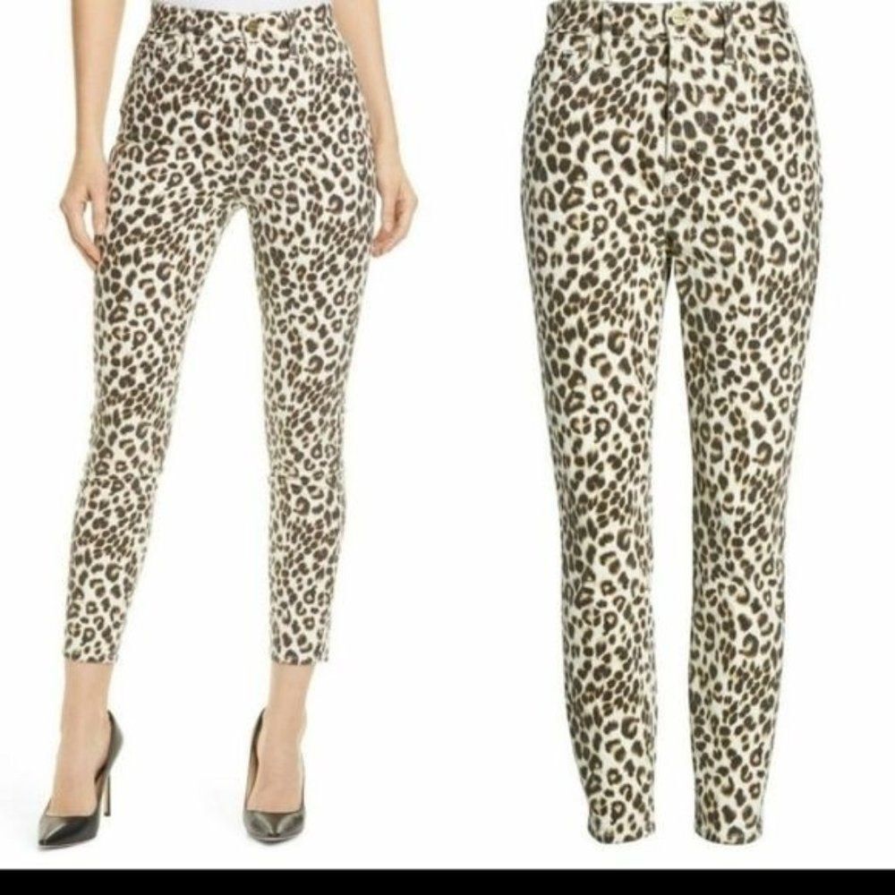 FRAME Ali High Rise Cigarette Animal Print Skinny Fit Jeans Stretch Women's 26